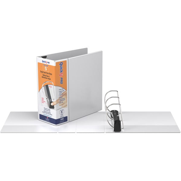 Davis QuickFit PRO Single Touch D-ring View Binder - 5" Binder Capacity - D-Ring Fastener(s) - Polypropylene - White - Ink-transfer Resistant - 1 Each