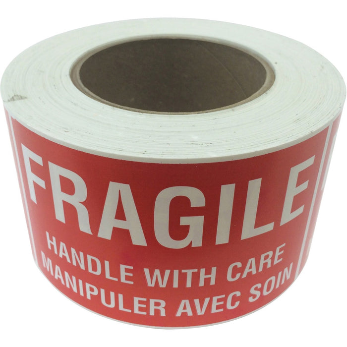 Spicers Paper Multipurpose Label - Fragile - Handle with Care - 5" (127 mm) Width x 3" (76.20 mm) Length - Rectangle - Red, White - 500 / Roll - 500 Total Label(s) - 500 / Roll