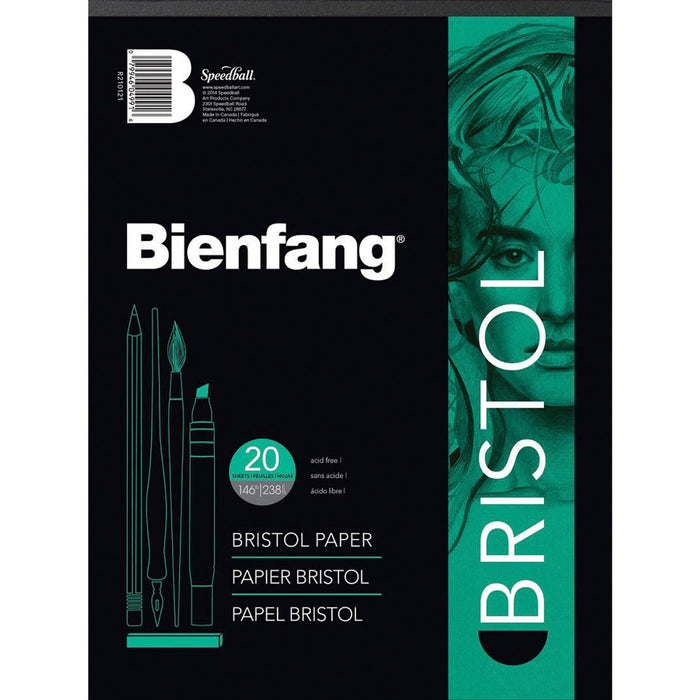 Bienfang Vellum Bristol Board Drawing Paper - 20 Sheets - Glue - 146 lb (66224.49 g) Basis Weight - 12" (304.80 mm) Height x 9" (22.86 cm) Width - Acid-free, Yellowing Resistant, Bleed Resistant, Smooth, Heavyweight - Yes - 1 Each