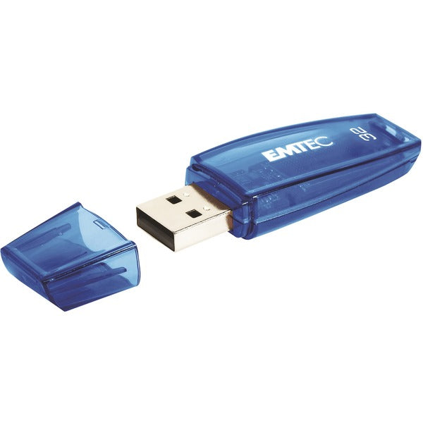 EMTEC USB2.0 C410 32GB - 32 GB - USB 2.0 - 18 MB/s Read Speed - 5 MB/s Write Speed - Blue - 1 Each