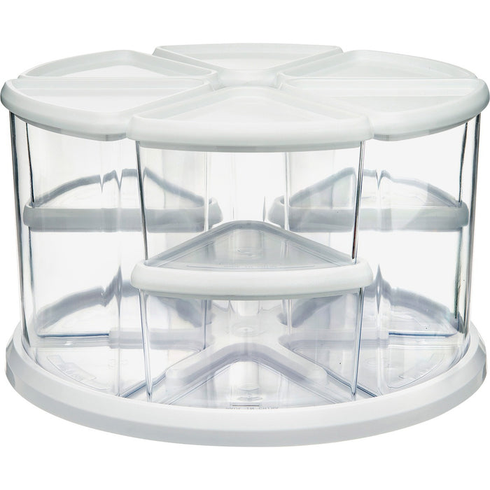 Deflecto Rotating Carousel Organizer - 9 Compartment(s) - 6.6" (168.15 mm) Height - Clear - 1 Each