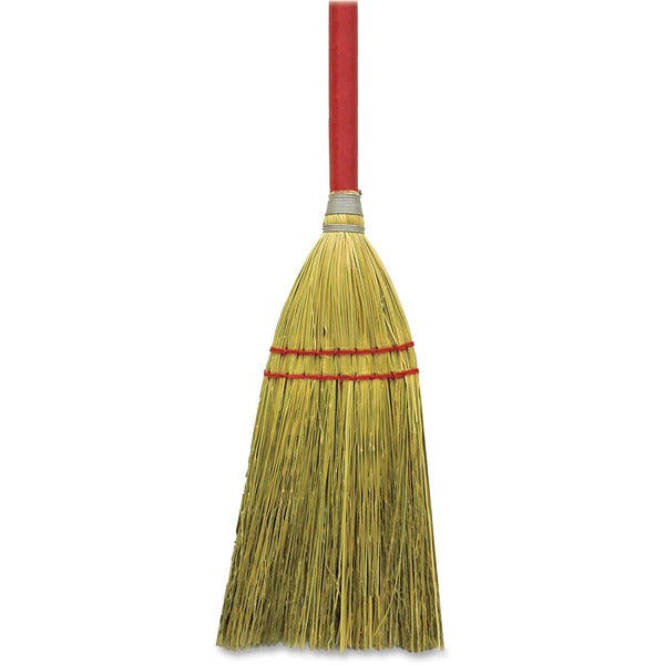 Genuine Joe Corn Fiber Broom - 24" (609.60 mm) Handle Length - Wood Handle - Natural - 1 Each