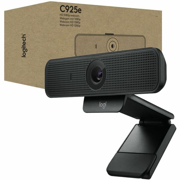 Logitech C925e Webcam - 30 fps - Black - USB 2.0 - 1 Each - Full HD - 1920 x 1080 Video - Auto-focus - 78&deg; Angle - Clip, Tripod Mount - 1.2x Digital Zoom - Widescreen - Microphone - For Notebook, Monitor, Computer - Windows 8 or Later, ChromeOS, macOS