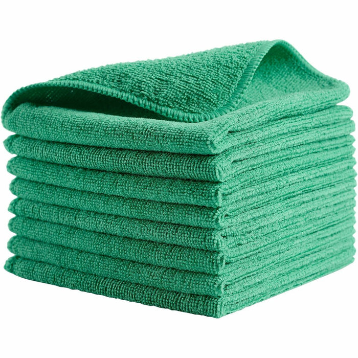 Rubbermaid Commercial HYGEN r-40 Recycled Microfiber Cloths, 16"x16" , Green - 12" (304.80 mm) Length x 12" (304.80 mm) Width - Reusable, Launderable, Bleach-safe - Green - 24 / Pack