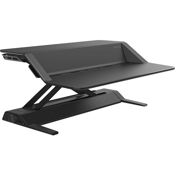 Fellowes Lotus Sit-Stand Workstation - 35 lb (15875.73 g) Load Capacity - 2 x Shelf(ves) - 5.50" (139.70 mm) Height x 32.75" (831.85 mm) Width x 24.25" (615.95 mm) Depth - Desktop - Steel, Plastic, Phenolic Resin - Black