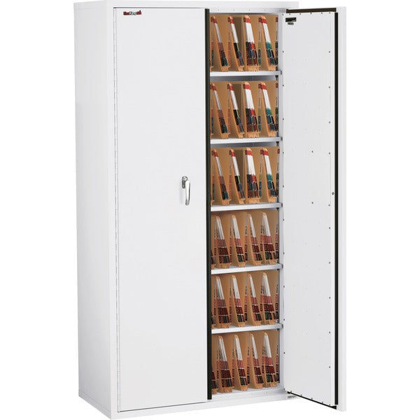 FireKing CF7236-MD File Cabinet - 36" (91.44 cm) Width x 19.25" (48.90 cm) Depth x 72" (182.88 cm) Height - 6 x Shelf(ves) - Letter - Fire Resistant, Key Lock, Adjustable Divider - Arctic White - Powder Coated