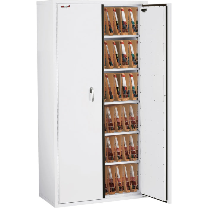 FireKing CF7236-MD File Cabinet - 36" (91.44 cm) Width x 19.25" (48.90 cm) Depth x 72" (182.88 cm) Height - 6 x Shelf(ves) - Letter - Fire Resistant, Key Lock, Adjustable Divider - Arctic White - Powder Coated - No