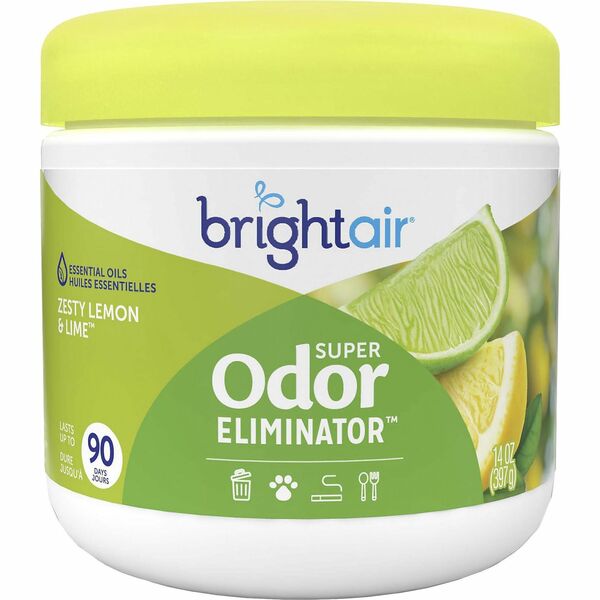 Bright Air Zesty Lemon Super Odor Eliminator - 414.03 mL - Lemon, Zesty Lemon - 60 Day - Odor Neutralizer, Long Lasting - 1 Each