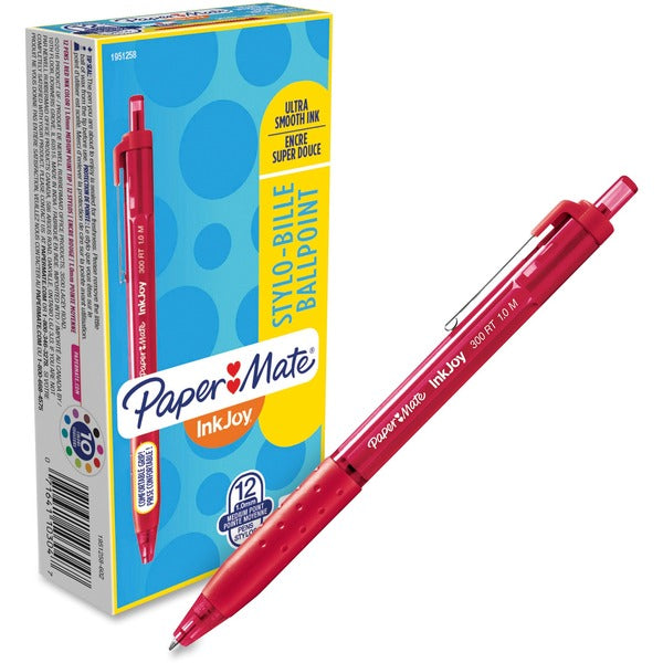 Paper Mate Inkjoy 300 RT Ballpoint Pens - 1 mm (0.04") Pen Point - Retractable - Red Ink - Red Barrel - 12 / Box