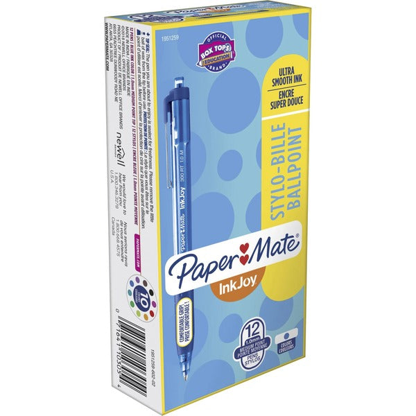 Paper Mate Inkjoy 300 RT Ballpoint Pens - 1 mm Pen Point Size - Retractable - Blue - Blue Barrel - 1 Dozen