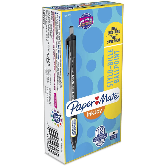Paper Mate Inkjoy 300 RT Ballpoint Pens - Retractable - Black Ink - Black Barrel - 1 Dozen