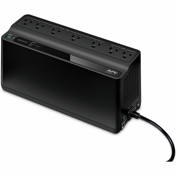 APC Back-UPS 600VA, 120V, 1 USB charging port, 7 NEMA outlets (2 surge) - Tower - 10 Hour Recharge - 3.20 Minute Stand-by - 120 V Input - 120 V AC Output - Single Phase - Stepped Approximated Sine Wave - 5 x NEMA 5-15R, 2 x NEMA 5-15R Surge Receptacle(s)