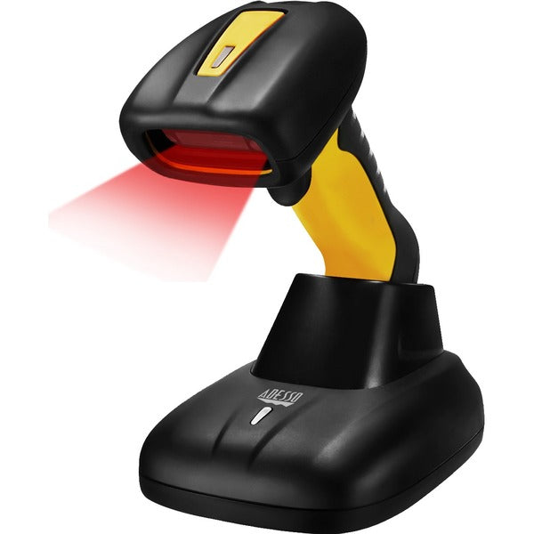 Adesso NuScan 4100B Bluetooth Antimicrobial Waterproof CCD Barcode Scanner - Wireless Connectivity - 200 scan/s - 12" (304.80 mm) Scan Distance - 1D - CCD - Bluetooth - USB - Yellow, Black - IP67 - Industrial, Hospitality, Warehouse, Library, Retail