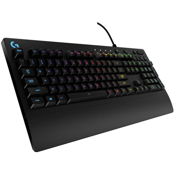 Logitech G213 Prodigy Gaming Keyboard - Wired RGB Backlit Keyboard with Mech-dome Keys, Palm Rest, Adjustable Feet, Media Controls, USB, Compatible with Windows - Cable Connectivity - USB 2.0 Interface - RGB LED - Play, Pause, Skip, Volume Control, Mute,
