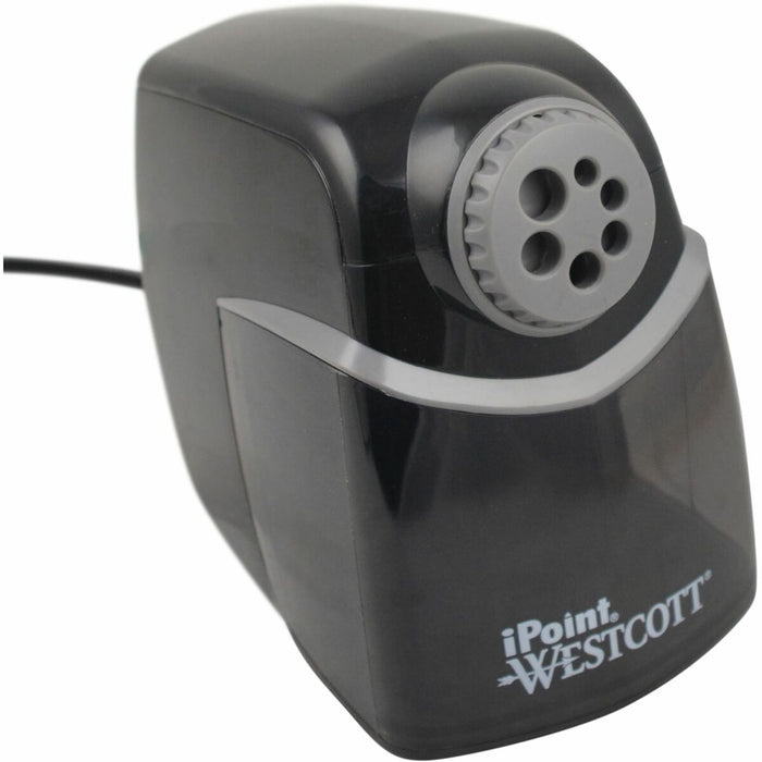 Westcott iPoint Heavy-Duty School Sharpener - Helical - 7.75" (196.85 mm) Height x 5.75" (146.05 mm) Width - Gray, Black - 1 Each