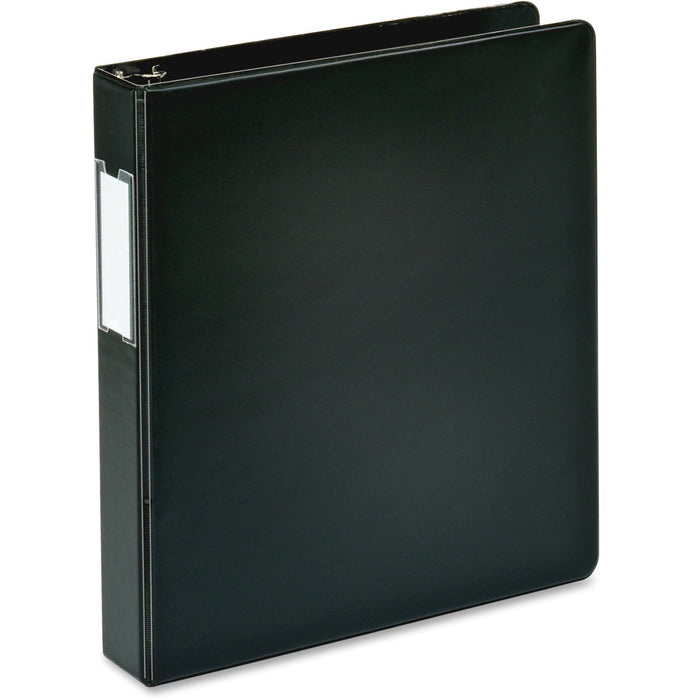 Business Source 1.5" D-Ring Binder - 1 1/2" (38.10 mm) Binder Capacity - 375 Sheet Capacity - Fastener: Slant D-Ring - Pocket: Internal - Black - Lay Flat, Label Holder - 1 Each
