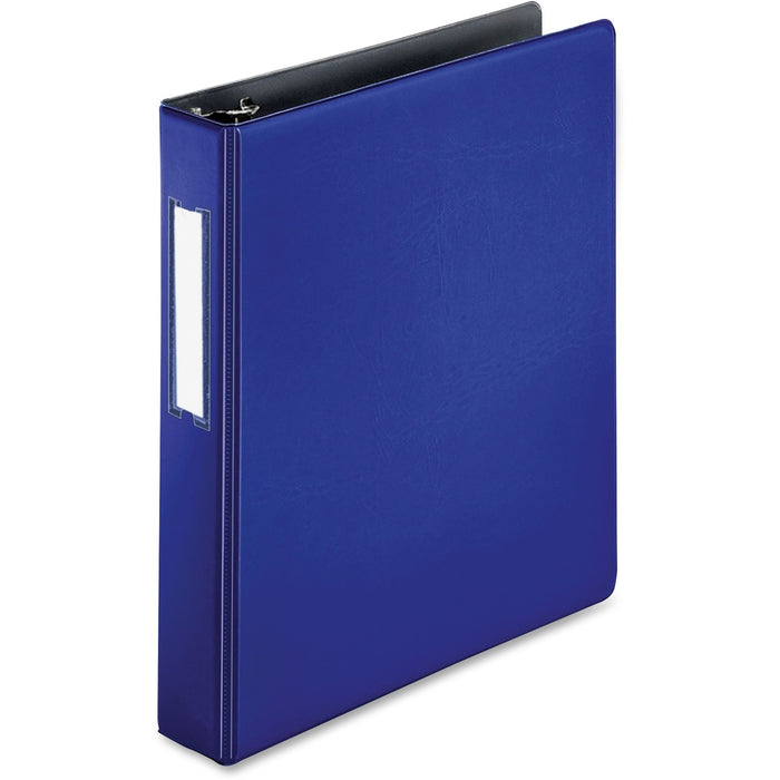 Business Source 1.5" D-Ring Binder - 1 1/2" (38.10 mm) Binder Capacity - 375 Sheet Capacity - Fastener: Slant D-Ring - Pocket: Internal - Blue - Lay Flat, Label Holder - 1 Each