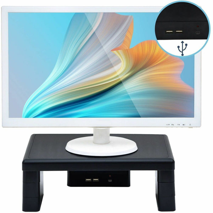 DAC&reg; Stax MP-213 Height-Adjustable Monitor/Laptop Stand with 2-USB Ports, Black