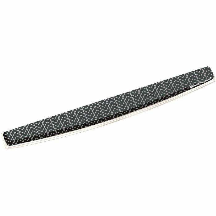 Fellowes Photo Gel Keyboard Wrist Rest with Microban&reg; - Black Chevron - Chevron - 0.75" (19.05 mm) Height x 18.56" (471.42 mm) Width x 2.31" (58.67 mm) Depth - Black, White - Gel, Rubber - Stain Resistant, Skid Proof - 1 Each