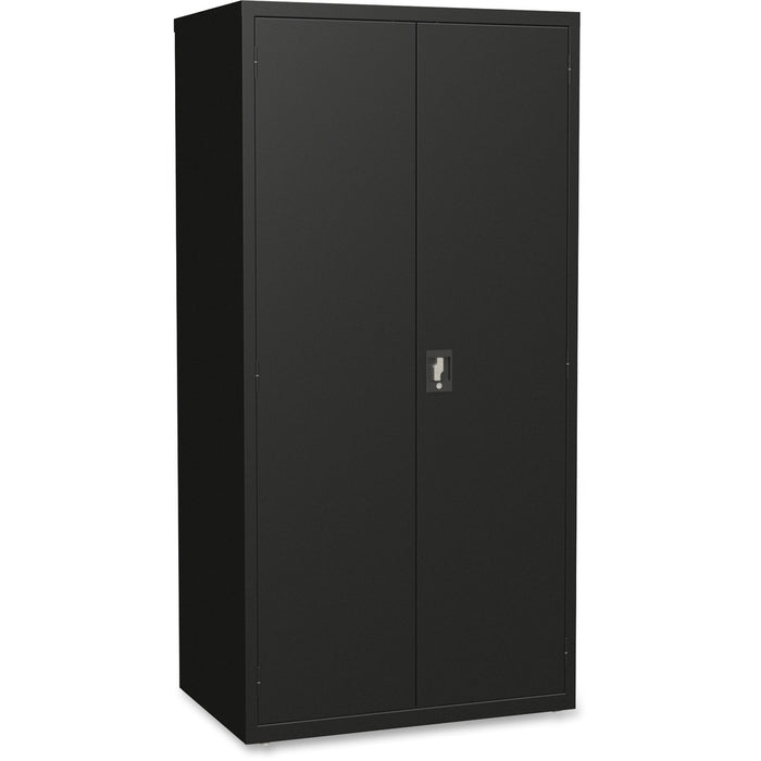 Lorell Fortress Series Storage Cabinet - 36" (91.44 cm) Width x 24" (60.96 cm) Depth x 72" (182.88 cm) Height - 5 x Shelf(ves) - Hinged Door(s) - Sturdy, Recessed Locking Handle, Removable Lock, Durable, Storage Space - Black - Powder Coated - Steel - Rec