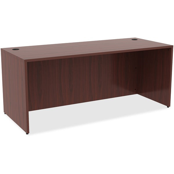 Lorell Essentials Series Rectangular Desk Shell - 29.5" (749.30 mm) Height x 70.9" (1800.86 mm) Width x 29.5" (749.30 mm) Depth Desk - Material: Laminate - Finish: Mahogany - Floor Glide, Adjustable Glide, Lockable - For Office - 1 Each