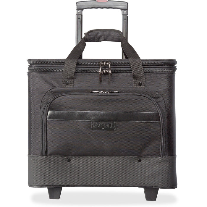 bugatti Business Carrying Case (Roller) for 17" Notebook, File, Accessories - Black - Ballistic Nylon Body - Handle - 16" (406.40 mm) Height x 19" (482.60 mm) Width x 11" (279.40 mm) Depth - 1 Each