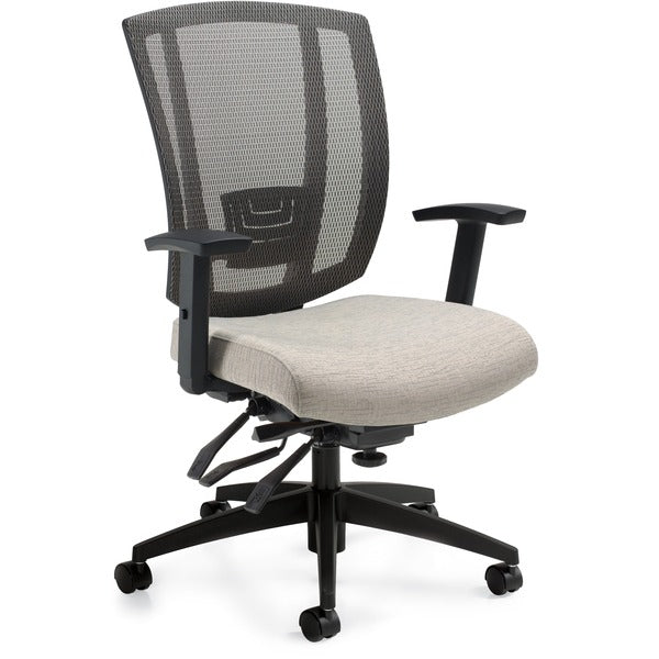 Offices To Go MVL3103 Avro - Mesh Back Multi-Tilter - White Sand Seat Color - Fabric Seat Material - Stone Back Color - Mid Back - 5-star Base - 1 Each