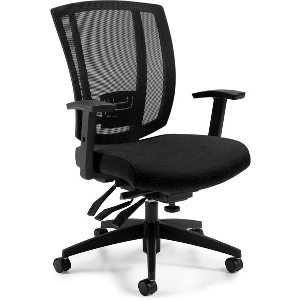 Offices to Go&reg; Avro Multi-Tilter Chairs - Black Coal Fabric Seat - Black Back - Medium Back - 5-star Base - 1 Each