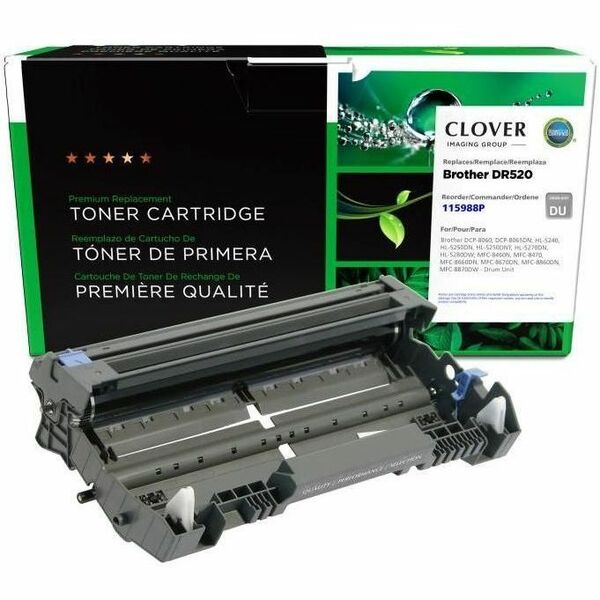Clover Imaging Remanufactured Drum Unit for Brother DR520 - Brother DCP-8060, DCP-8065DN; HL-5240, HL-5250DN, HL-5250DNT, HL-5270DN, HL-5280DW; MFC-8460N, MFC-8470, MFC-8660DN, MFC-8670DN, MFC-8860DN, MFC-8870DW - Drum Unit