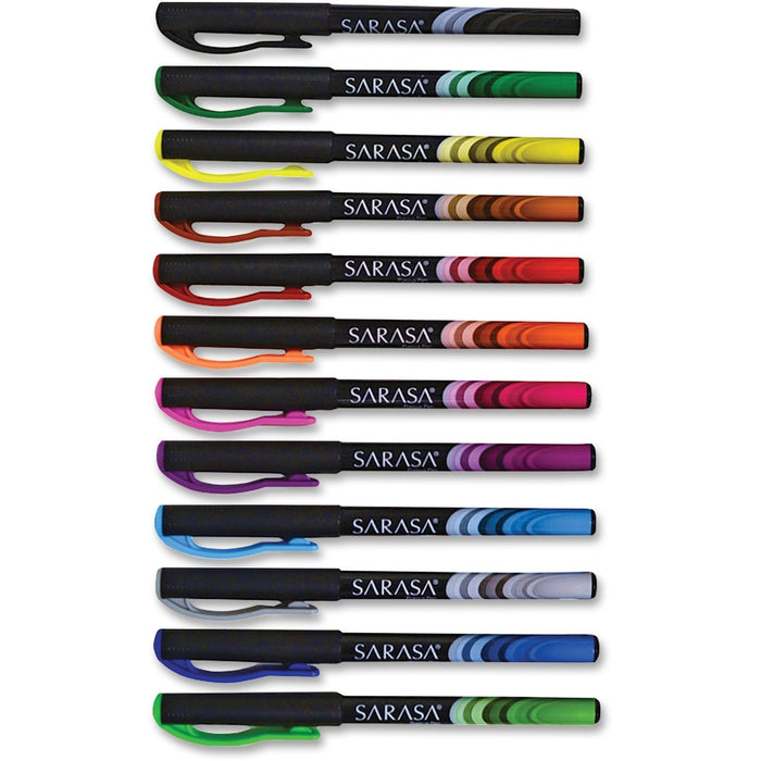 Zebra Pen Sarasa Porous Point Pen - Assorted Ink - Metal Tip - 12 / Pack