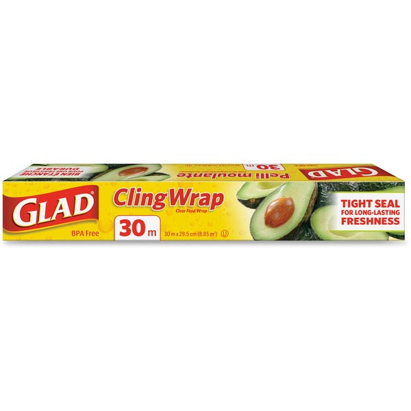 Glad Cling Wrap - 98.43 ft (30000 mm) Length - Microwave Safe, Plasticizer-free - Plastic, Polyethylene - Clear - 1 Each