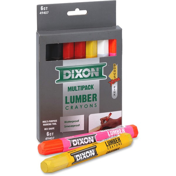 Dixon Lumber Crayon - 4.50" (114.30 mm) Length - 0.50" (12.70 mm) Diameter - Assorted - 1 / Pack