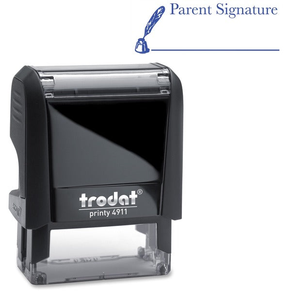 Gem Office Products Self-inking Stamp - Message Stamp - Parent Signature - Blue - 1 Each