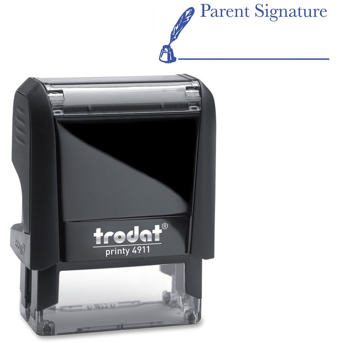 Gem Office Products Self-inking Stamp - Message Stamp - Parent Signature - Blue - 1 Each