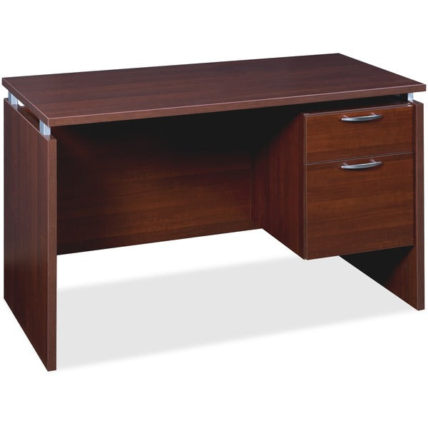 Heartwood Single Right Pedestal Desk - Rectangle Top - 2 Drawers - 48" (1219.20 mm) Table Top Width x 24" (609.60 mm) Table Top Depth - 29" (736.60 mm) Height - Assembly Required - Cayenne Cherry, Thermofused Melamine (TFM)