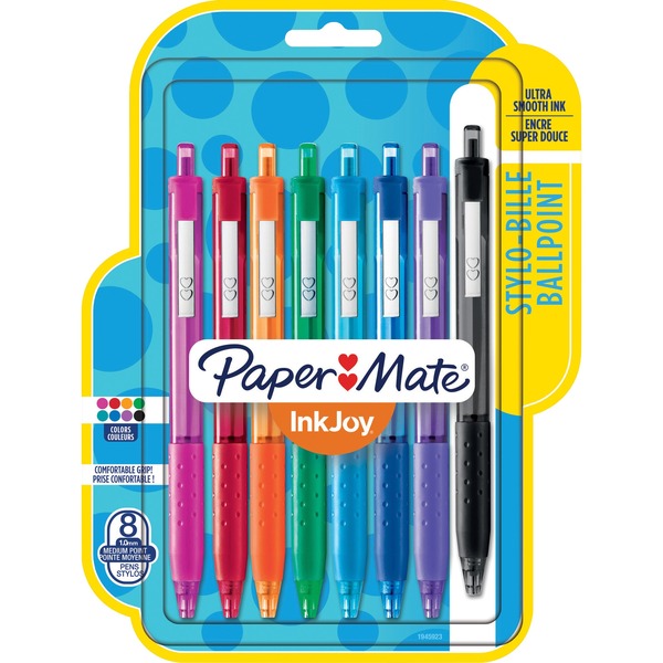 Paper Mate InkJoy 300 RT Ballpoint Pen - Retractable - Assorted Ink - Translucent, Tinted Barrel - 8 / Pack