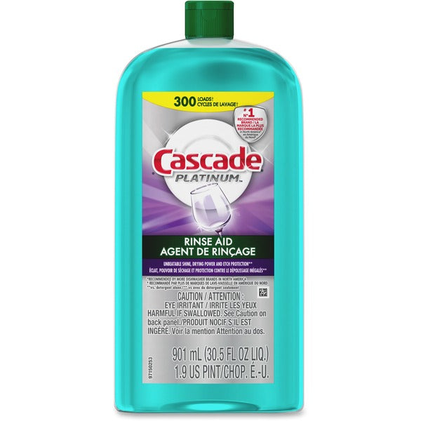 Cascade Platinum Rinse Aid, Original Scent - 30.5 fl oz (1 quart) - Original Scent - 1 Each - Refillable, Quick Drying, Dishwasher Safe, Corrosion Resistant