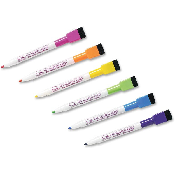 Quartet ReWritables Mini Dry-Erase Markers, 6-pack, Screamers - Fine Marker Point - Erasable - Assorted Neon Ink - Dry - 6 / Pack