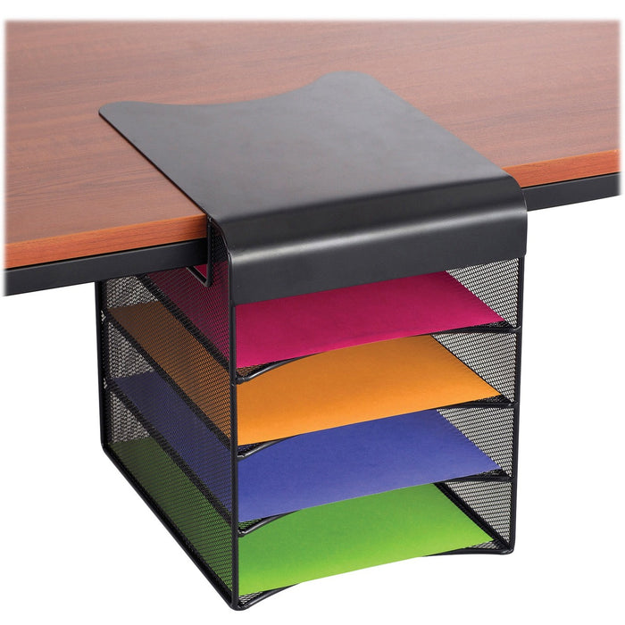 Safco Onyx Solid Top Horizontal Hanging Storage - 12" (304.80 mm) Height x 10.3" (260.35 mm) Width x 12.4" (314.33 mm) Depth - Scratch Resistant - Powder Coated - Black - Steel - 1 Each
