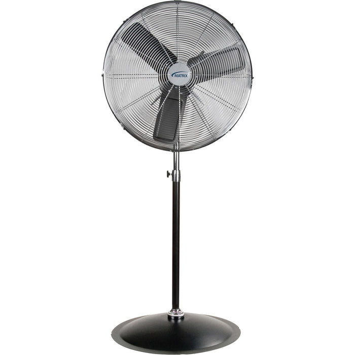 Matrix Pedestal Fan - 26" Fan Diameter - 2 Speed - Oscillating, Adjustable Height - Metal - Black, Chrome