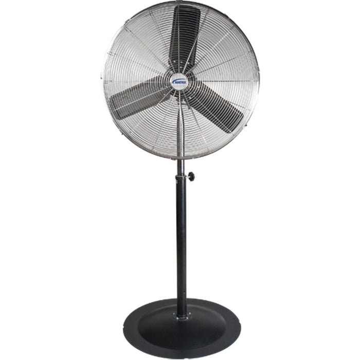 Matrix Pedestal Fan - 30" Fan Diameter - 2 Speed - Oscillating, Adjustable Height - Metal - Black, Chrome