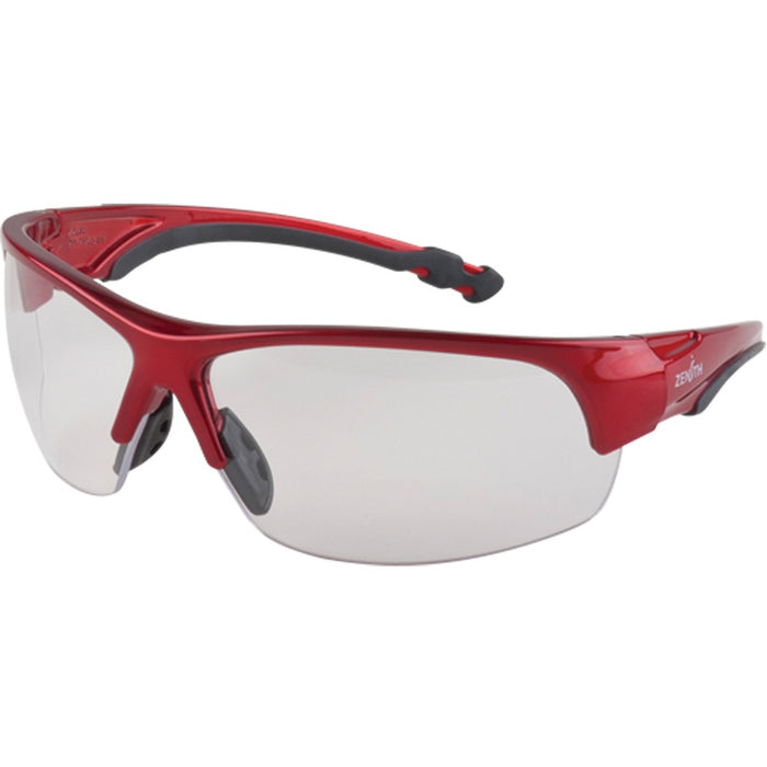 Zenith 1900 Anti-Fog Safety Glasses Red - Recommended for: Eye, Warehouse, Industrial - Ultraviolet Protection - Clear Lens - Red Frame - 1 Each