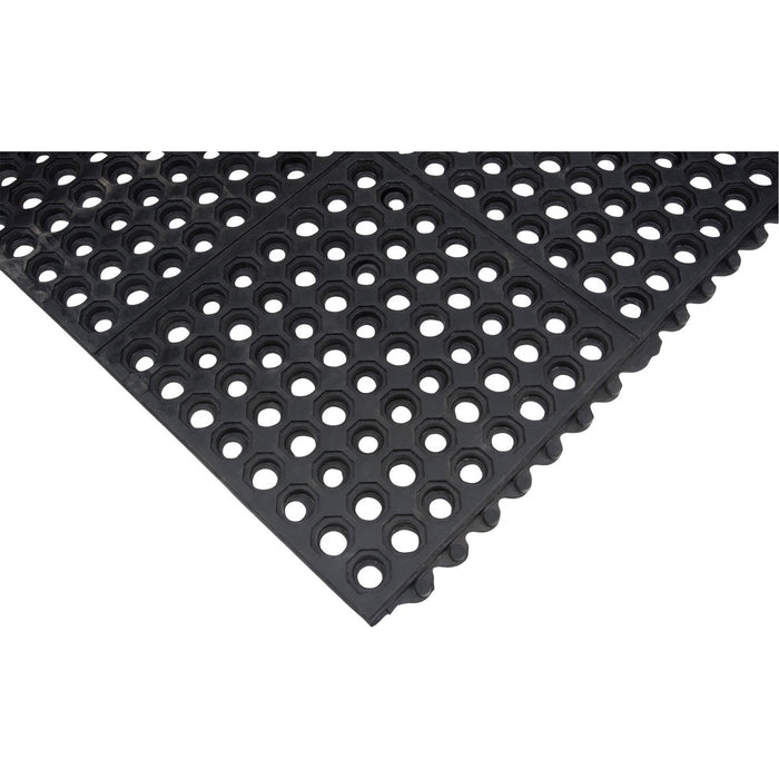 Zenith Anti-Fatigue Link Mat - 36" (914.40 mm) Length x 36" (914.40 mm) Width x 0.50" (12.70 mm) Diameter - Square - Natural Rubber - Black