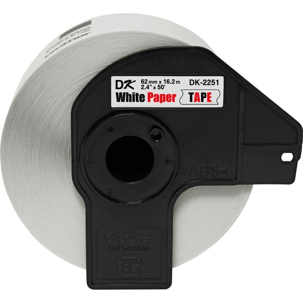 Brother BK/RD on WE Continuous Length Paper Labels - 2 2/5" (60.96 mm) Width - White - Paper - 1 Roll