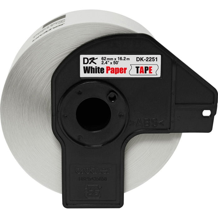 Brother BK/RD on WE Continuous Length Paper Labels - x 2 2/5" (60.96 mm) Width - White - Paper - 1 Roll