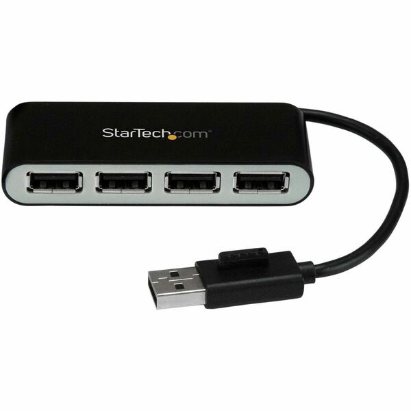 StarTech.com 4 Port Portable USB 2.0 Hub w/ Built-in Cable - 4 Port USB Hub - Add four USB 2.0 ports to your computer using this cost-effective compact USB hub - 4 Port USB Hub with Built-in Cable - 4 Port Portable USB 2.0 Hub - Bus-Powered Compact Mini U