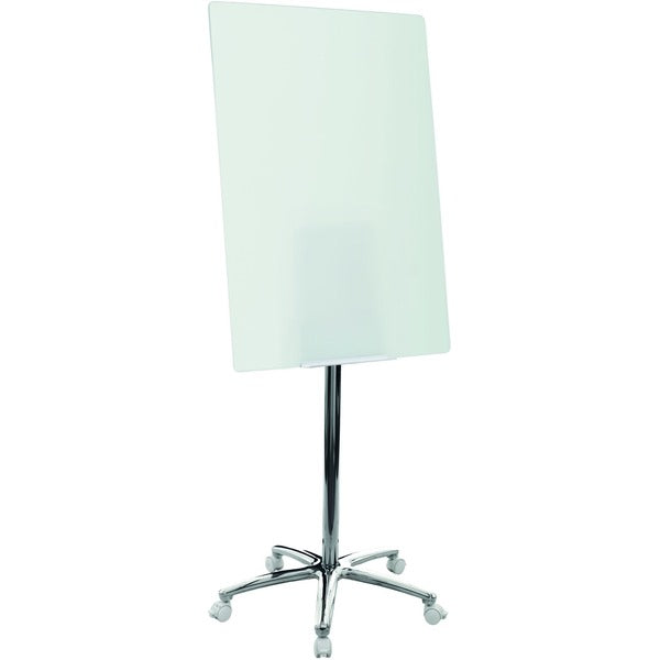 MasterVision Glass Mobile Easel - 26" (660.40 mm) Width x 38.5" (977.90 mm) Height - Glass Surface - Chrome Stand - Rectangle - 1 Each