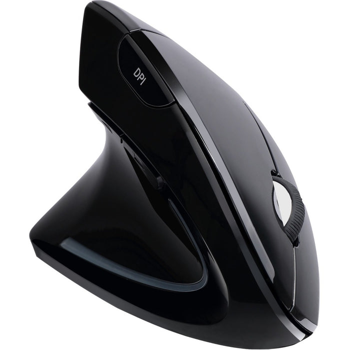 Adesso iMouse E90- Wireless Left-Handed Vertical Ergonomic Mouse - Optical - Wireless - 30 ft (9144 mm) - Radio Frequency - 2.40 GHz - Black - USB Type A - 1600 dpi - Scroll Wheel - 6 Button(s) - Left-handed - 2 x AAA Battery Supported - 1 Each