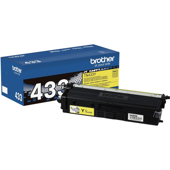 Brother TN433Y Original High Yield Laser Toner Cartridge - Yellow - 1 Each - 4000 Pages