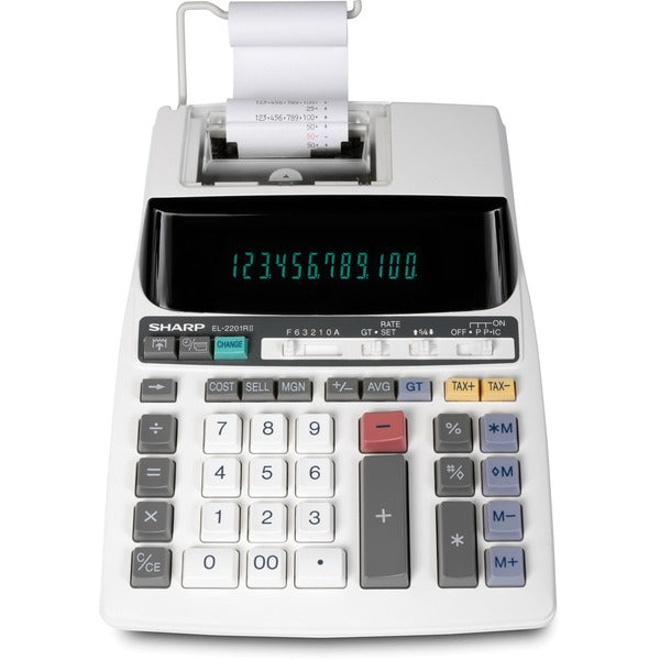 Sharp EL2201RII 2-colour Printing Calculator - Dual Color Print - Ink Roller - Blue Print - 2 lps - Two-color Printing, Adjustable Display, Dual Power - 12 Digits - Fluorescent - AC Supply/Battery Powered - Battery Included - 1 x CR2032 - 3.3" (82.55 mm)